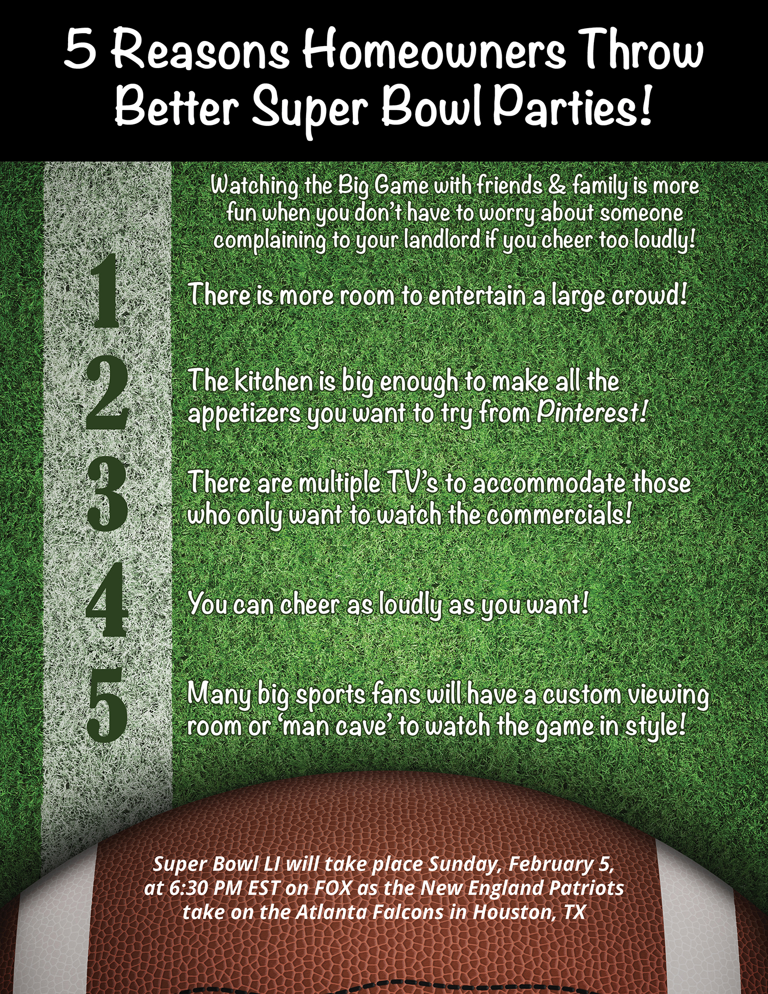 5 Reasons Homeowners Throw Better Super Bowl Parties! [INFOGRAPHIC] | Simplifying The Market